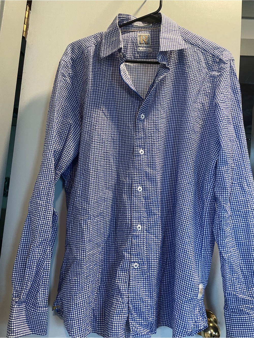 Robert Graham Blue Gingham  Button-Up Shirt size L
